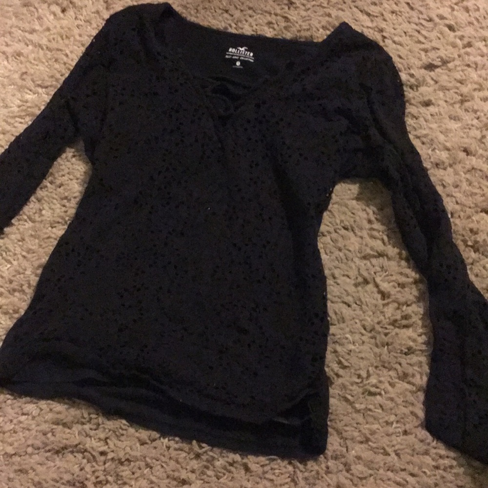 BLACK LACE UP HOLLISTER SHIRT